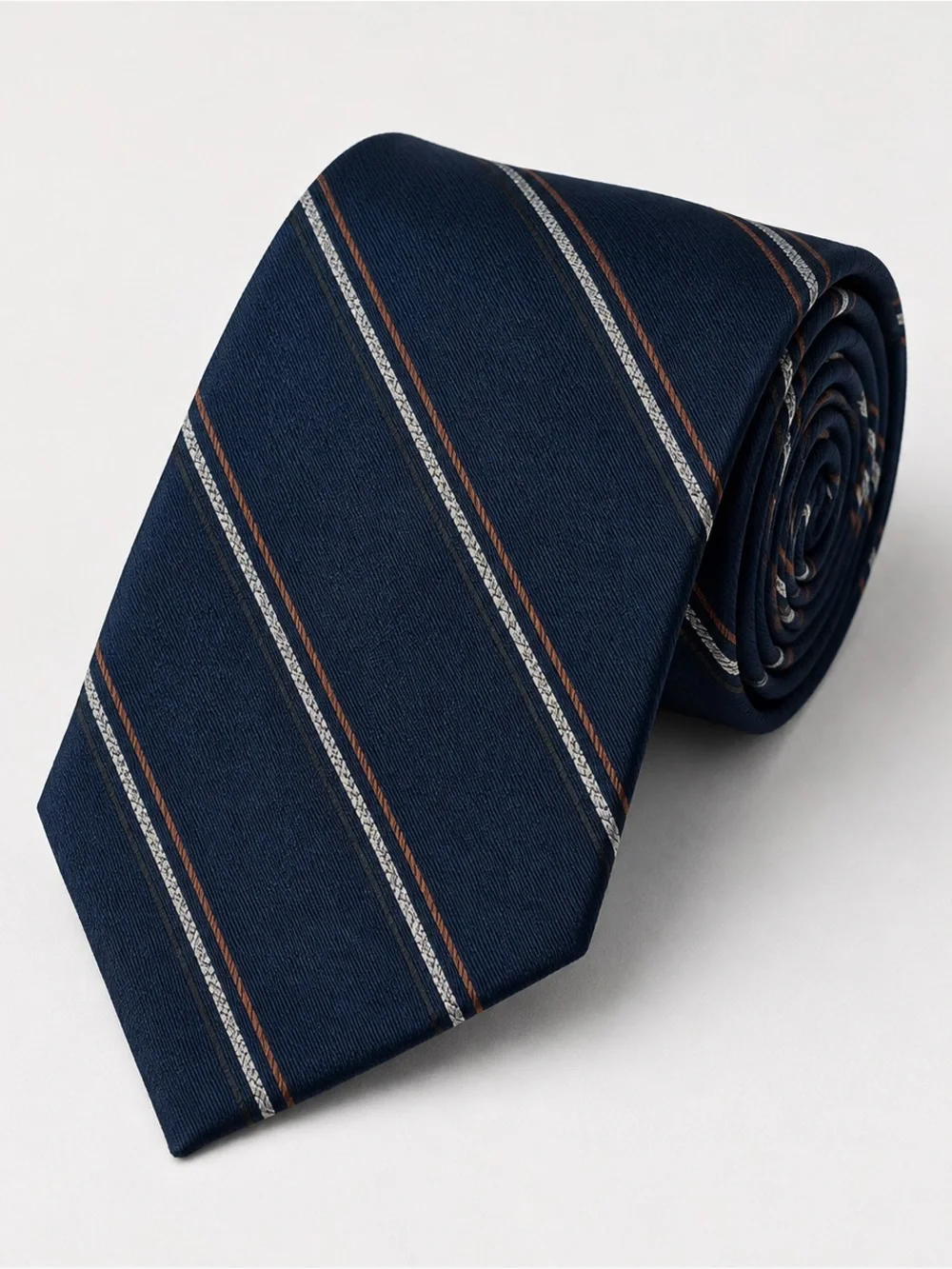 Emilio Fervaro Men's Blue Diagonal Striped Pointed Woven Tie